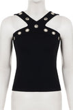Studded Crossover Design Tank Top