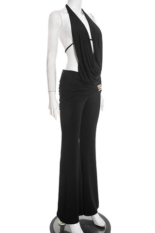Halter Neck Top and Flared Pants Set