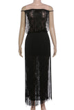 Elegant Fringe Evening Gown