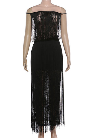 Elegant Fringe Evening Gown