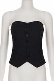 Button-Front Strapless Tank Top