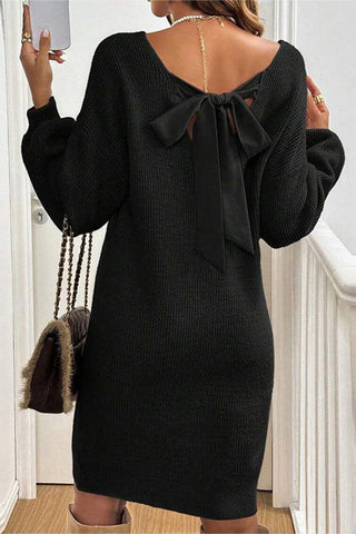 Bow-Back Knit Casual Dress