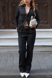 Button-Front Denim Straight Jeans