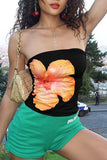 Strapless Flower Graphic Tank