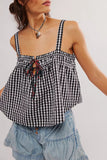 Gingham Tie-Front Tank