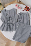 Striped Tie-Front Pants Set