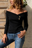 Off-Shoulder Button Detail Top