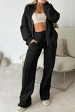 Zip-Front Wide-Leg Pants Set