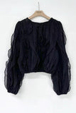 Ruffle-Sleeve Textured Blouse