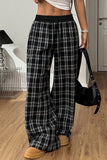 Stylish Plaid Wide-Leg Casual Pants