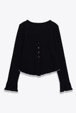 Button-Front Layered-Hem T-Shirt