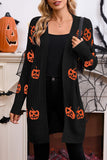 Pumpkin Patterned Longline Cardigan