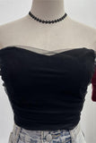 Strapless Mesh Layered Tank