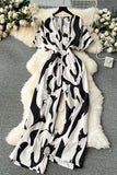 Wavy Patterned Wrap Dress