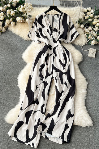Wavy Patterned Wrap Dress