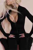 Stylish Long-Sleeve Zip Jumpsuit