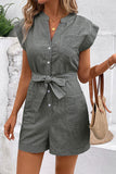 Button-Front Striped Romper