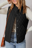 Quilted Snap Button Zip-Up Vest
