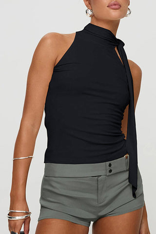 High Neck Tie Detail Tank Top