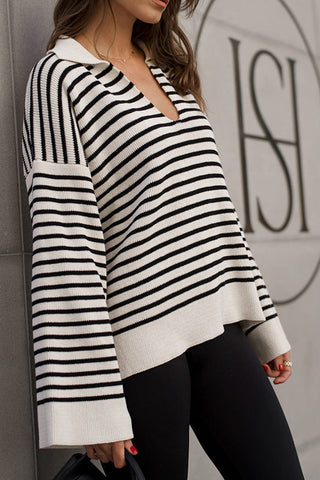 Striped V-Neck Sweater