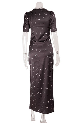 Lace-Trim Polka Dot Midi Dress