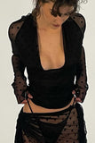 V-Neck Sheer Polka Dot Blouse