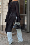 Asymmetric Longline Sheer Blouse