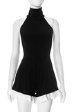 High-Neck Ruffle Hem Romper