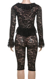 Elegant Lace Cropped Pants Set