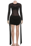 Elegant Ruched Mesh Dress