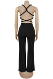 Elegant Tie-Front Jumpsuit with Rosette Accents