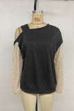 Asymmetric Cut-Out Sequin Sweatshirt
