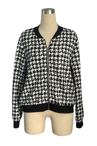 Houndstooth Zip-Up Jacket