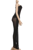 Elegant Strapless Mesh Jumpsuit
