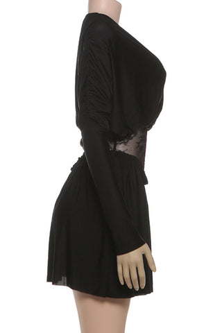 Lace-Accent Casual Dress