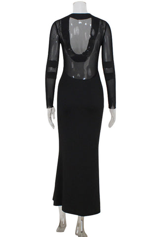 Sheer Sleeve Evening Gown