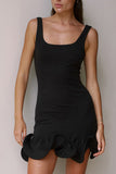 Ruffle Hem Sleeveless Mini Dress