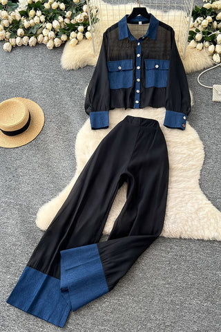 Two-Piece Pant Set with Shirt