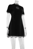 Elegant Lace-Trimmed Evening Dress