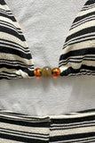 Striped Bikini Set with High-Waist Bottoms