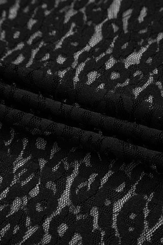 Leopard Pattern Sheer Long Sleeve Top