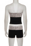 Strapless Leopard Print Shorts Set
