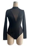 Sheer Panel Long Sleeve Bodysuit