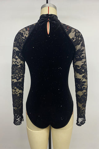 Lace Sleeve Embellished Bodysuit