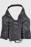 Lace-Up Halter Tank Top