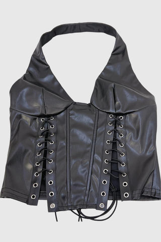 Lace-Up Halter Tank Top