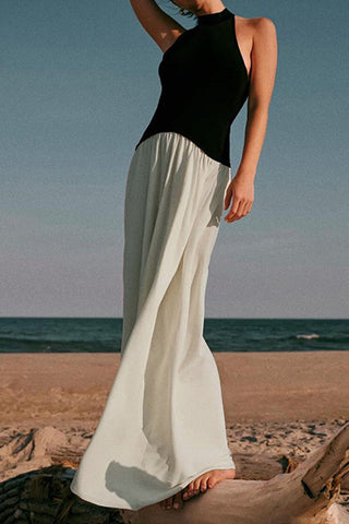 Sleeveless Halter Maxi Dress