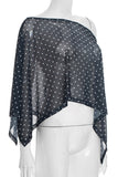 Off-Shoulder Polka Dot Sheer Blouse