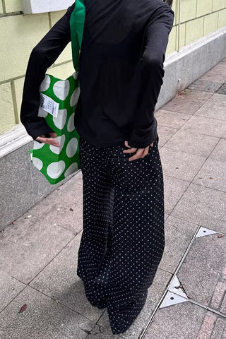 Polka Dot Straight Jeans