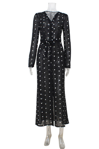 Polka Dot V-Neck Casual Dress